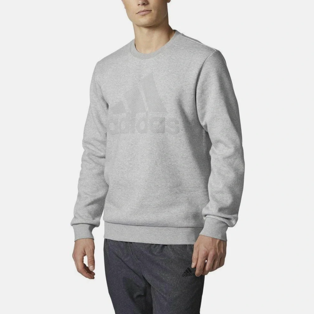 Mens Adidas Essentials 3-Stripe Logo Cotton Sweatshirt XL